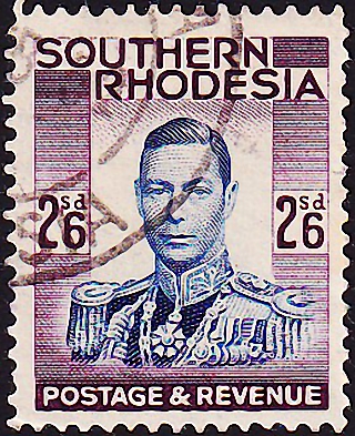 Родезия Южная 1937 год . Король Георг VI . 2,6 s . Каталог 8,50 фунта . (2)